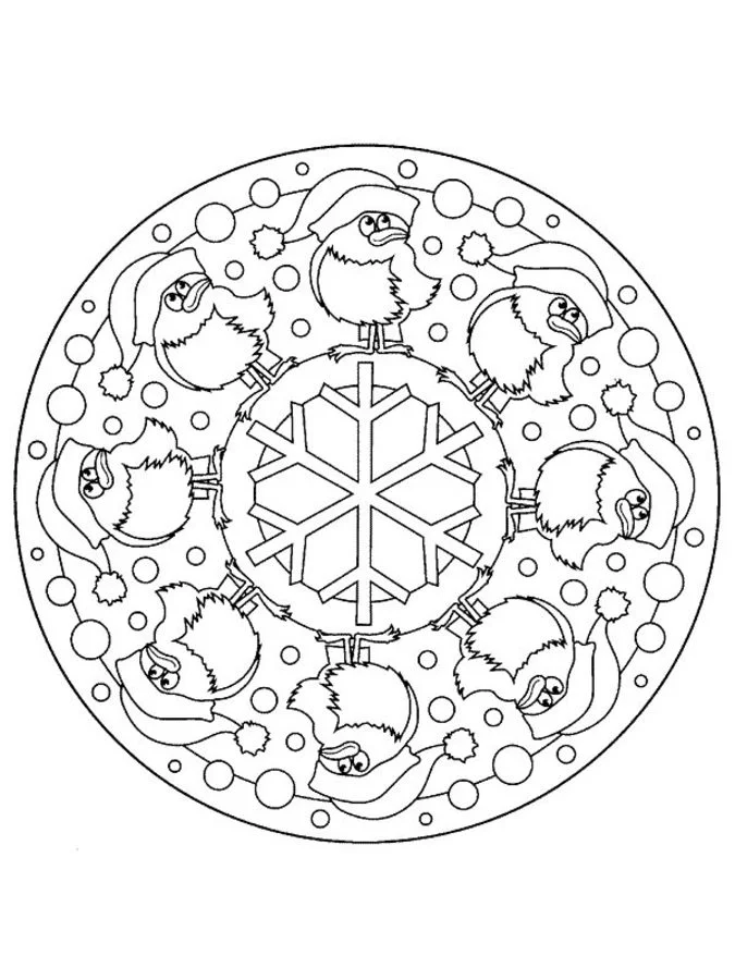 Kolorowanki: Bożonarodzeniowe mandale 6