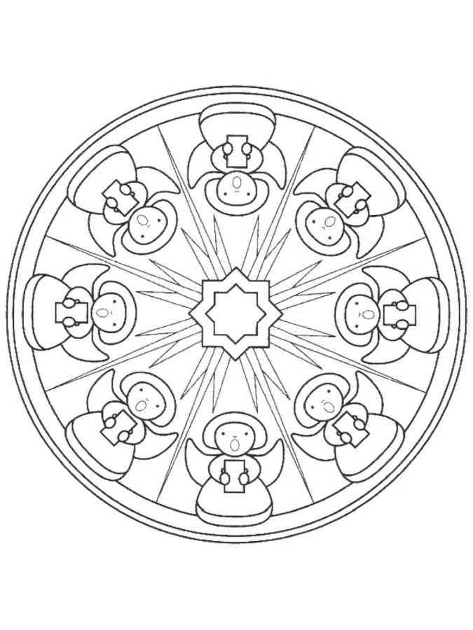 Kolorowanki: Bożonarodzeniowe mandale 9