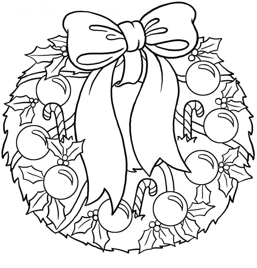 Coloring Pages Christmas Wreath Printable For Kids Adults Free