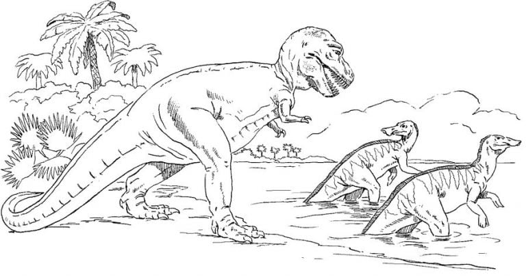 Coloring pages: Hadrosaurus, printable for kids & adults, free