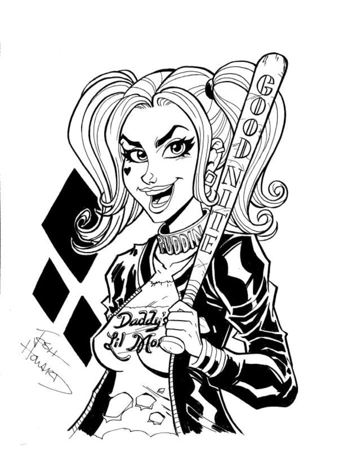 coloring pages harley quinn printable for kids adults free
