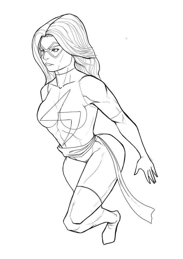 Coloring pages: Ms. Marvel, printable for kids &amp; adults, free