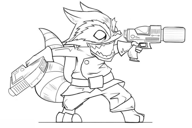 Coloring pages: Rocket Raccoon, printable for kids & adults, free