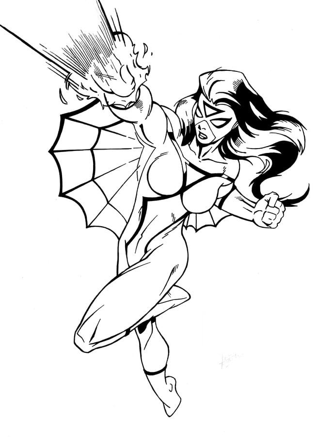 Dibujos para colorear: Spider-Woman imprimible, gratis, para los niños