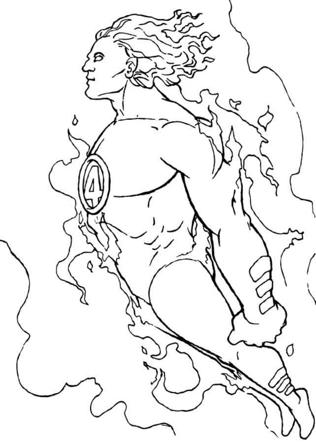 Coloring pages: Johnny Storm / Human Torch