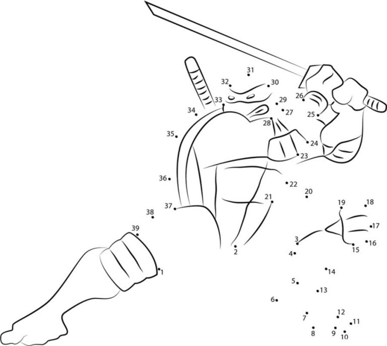 Connect the dots: Ninja Turtles, printable for kids &amp; adults, free