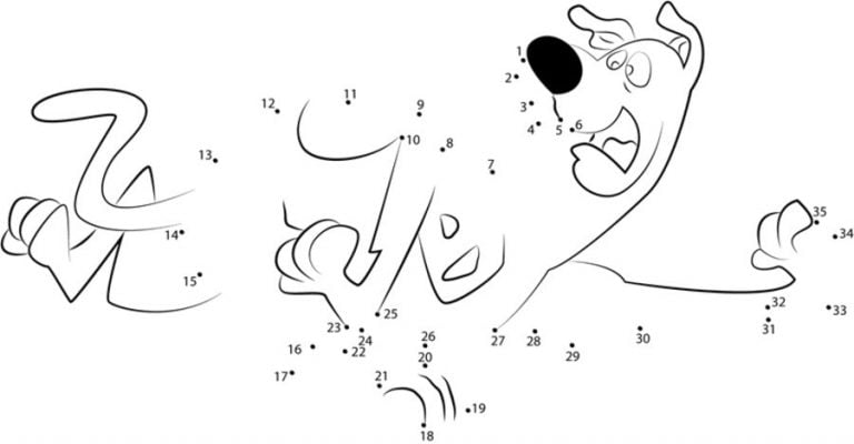 Connect the dots: Scooby Doo, printable for kids &amp; adults, free