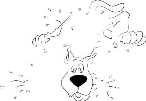 Connect the dots: Scooby Doo, printable for kids & adults, free