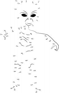 Tytuł Connect the dots: Alien, printable for kids &amp; adults, free