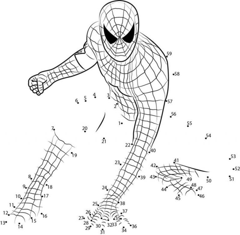 Connect the dots: Spider-Man, printable for kids & adults, free