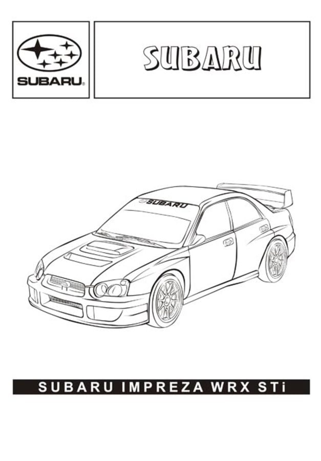 Download Ausmalbilder: Ausmalbilder: Subaru zum ausdrucken, kostenlos, für Kinder und Erwachsene