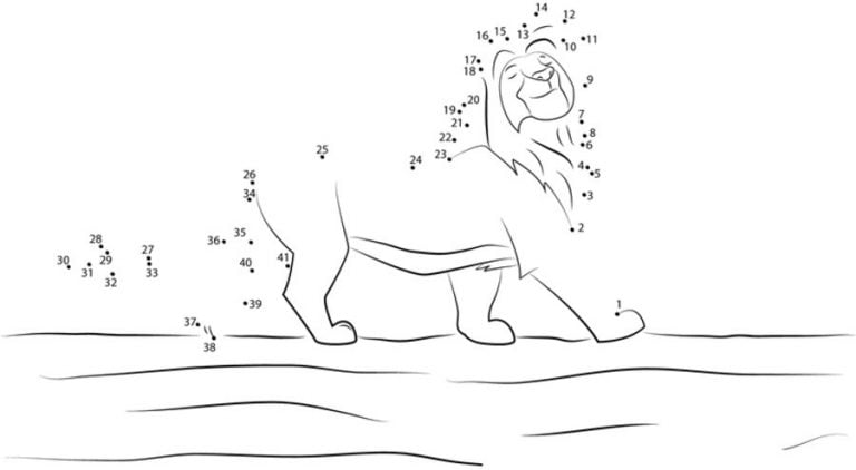 Connect the dots: The Lion King, printable for kids & adults, free