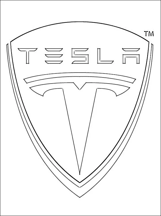 Coloriages: Tesla - logotype 1