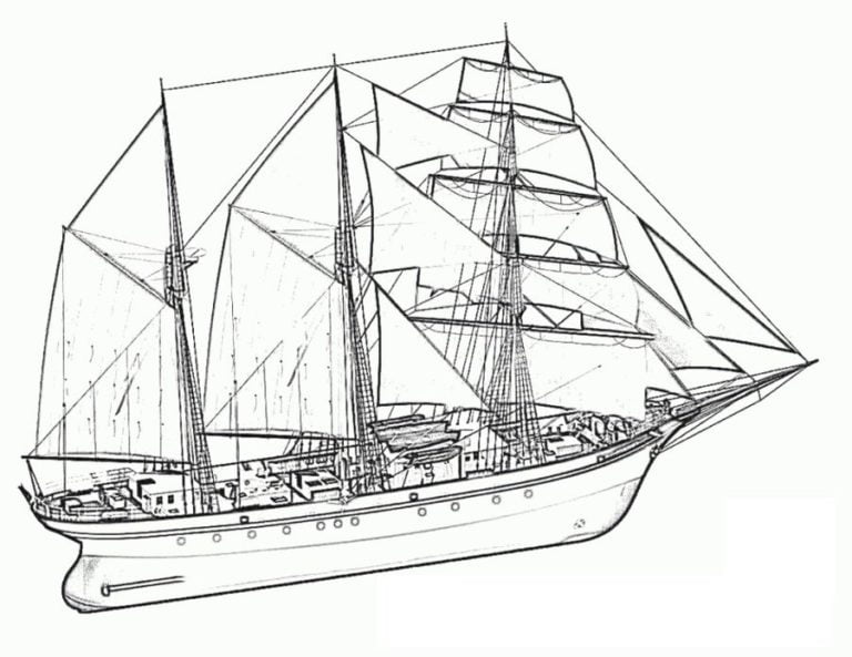 Ausmalbilder: Schiff zum ausdrucken, kostenlos, für Kinder und Erwachsene