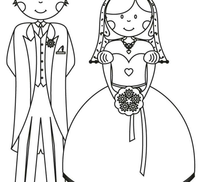Coloriages: Mariée et marié