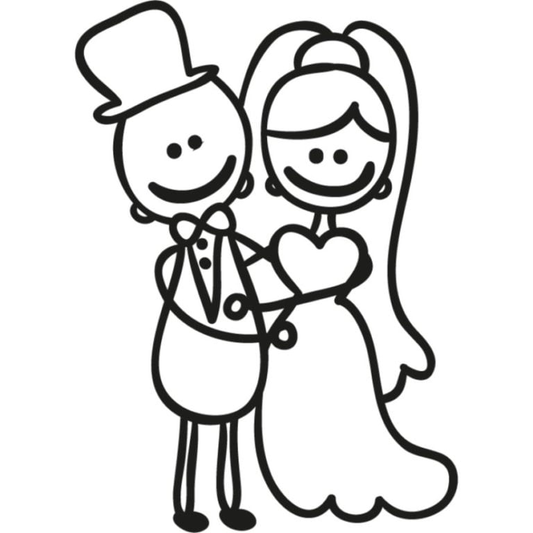 Coloring pages: Bride and groom, printable for kids & adults, free