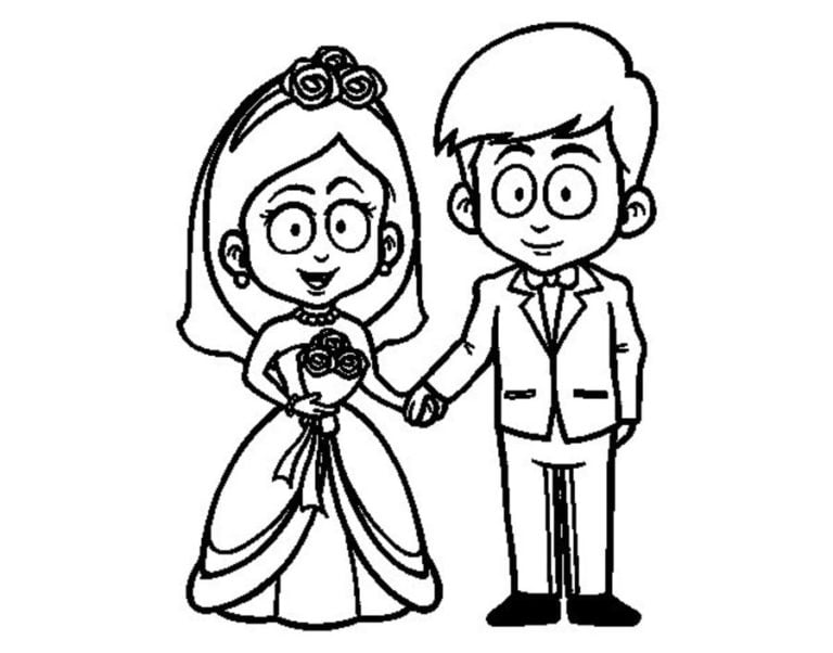 Coloring pages Bride and groom, printable for kids & adults, free