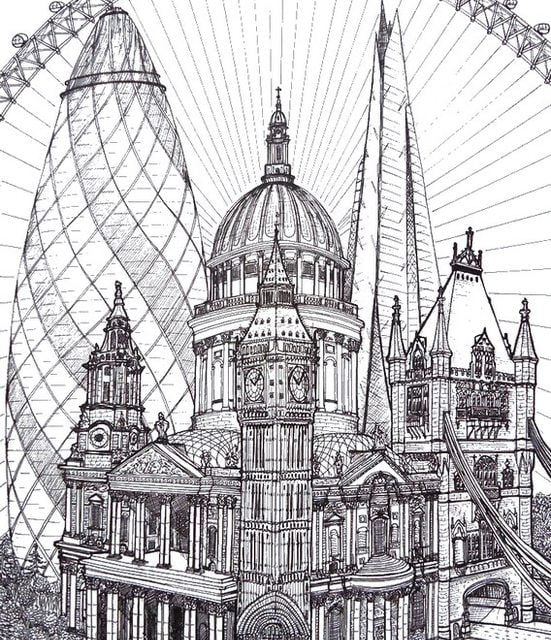 Coloring pages for adults: London