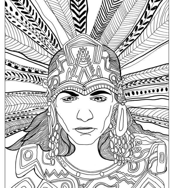 Coloring pages for adults: Maya peoples