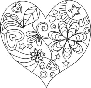 Coloring pages for adults: Love, printable, free to download, JPG, PDF