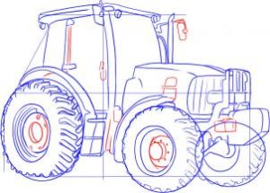 Zeichnen Tutorial: Traktor zeichnen schritt für schritt tutorial für Kinder
