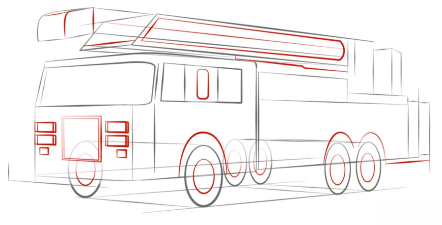 Tutorial de dibujo: Vehículo de bomberos