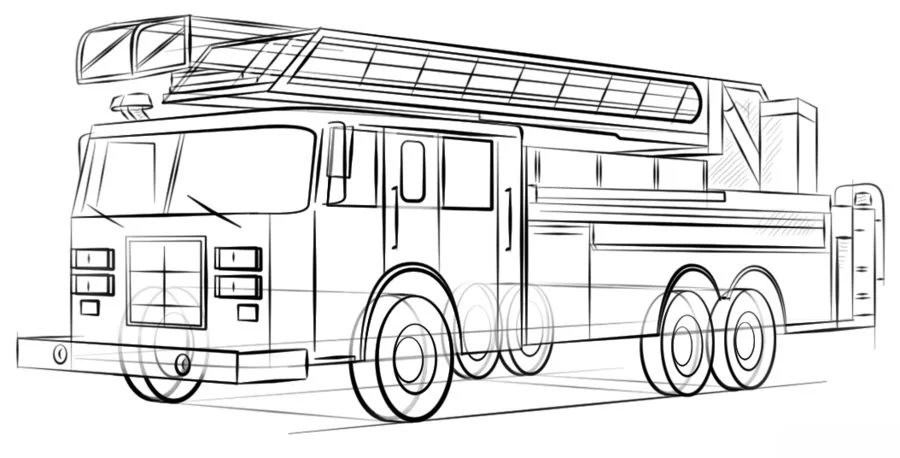 Fire truck or fire engine suitable for childrens coloring page vector  illustration 7632758 Vector Art at Vecteezy