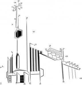 Connect the dots: Church, printable for kids &amp; adults, free