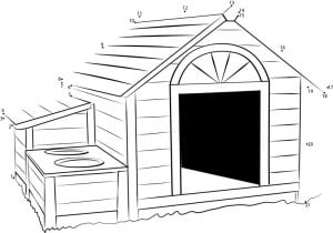 Connect the dots: Doghouse, printable for kids &amp; adults, free
