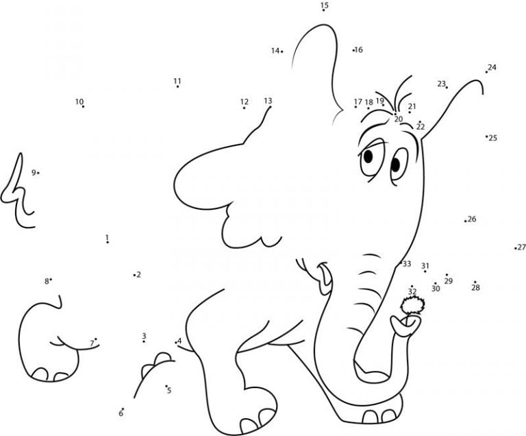 Connect the dots: Horton Hears a Who!, printable for kids & adults, free