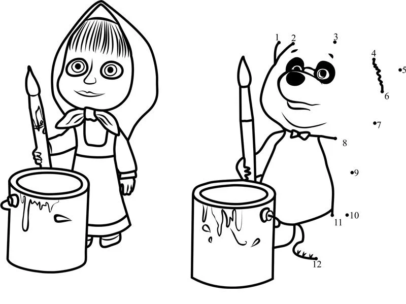 Unir puntos: Masha y el oso 3