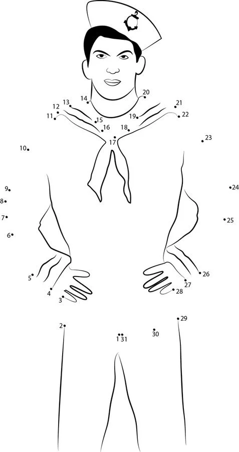 Connect the dots: Sailor, printable for kids &amp; adults, free