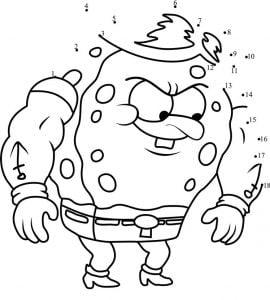 Connect the dots: Spongebob squarepants, printable for kids & adults, free