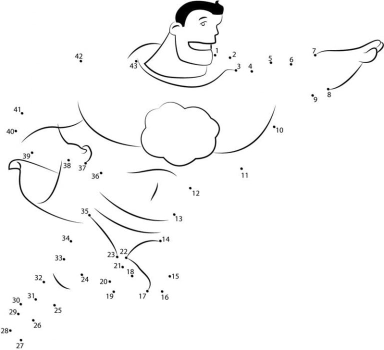 Connect the dots: Superhero, printable for kids &amp; adults, free