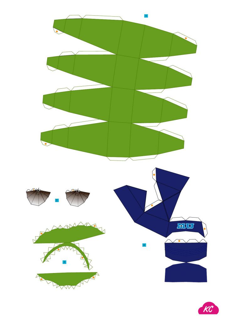 Paper model: Mike Wazowski free & printable for kids and adults ...