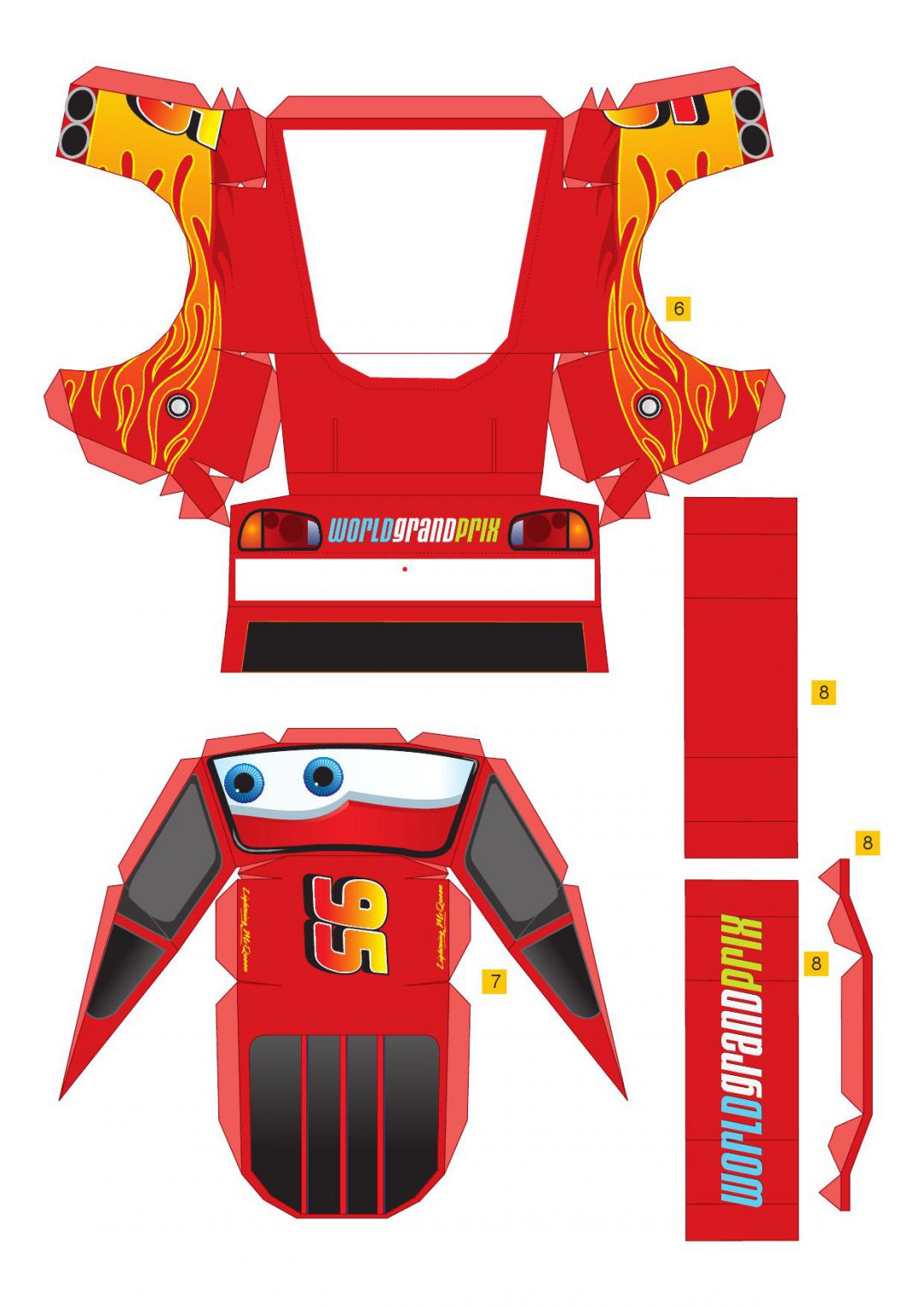 Paper model: Lightning McQueen free & printable for kids and adults ...