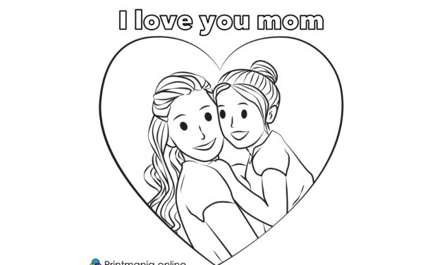 Online coloring page: Mother with daughter