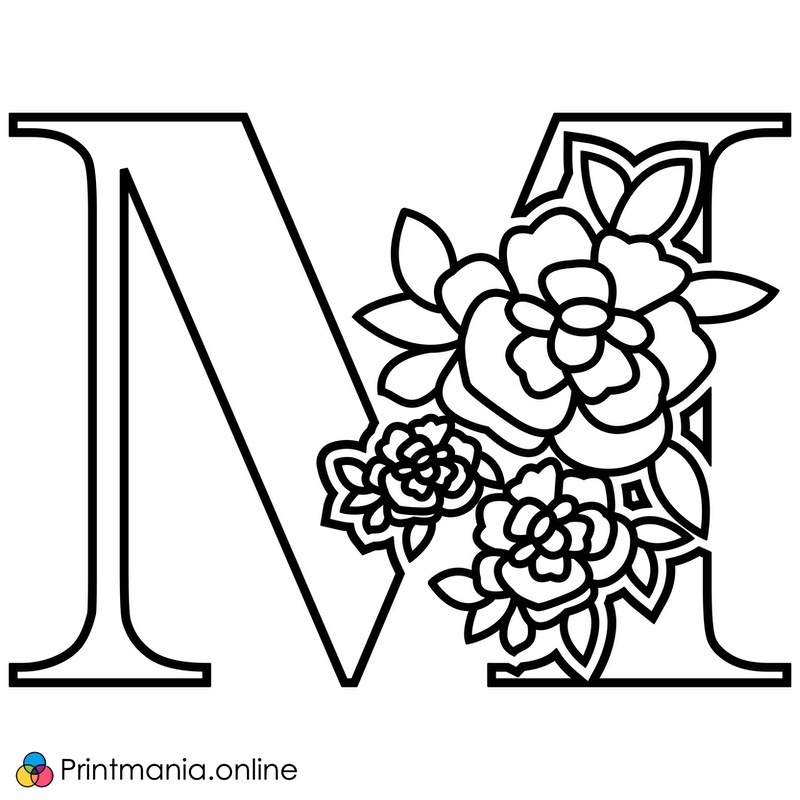 Online coloring page: M for mom