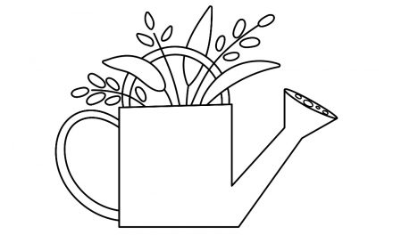 Online coloring page: Watering can with flowers