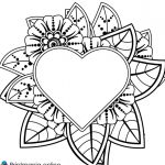 Online coloring page: Heart and flower