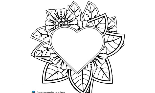 Dibujos para colorear online: corazón y flor
