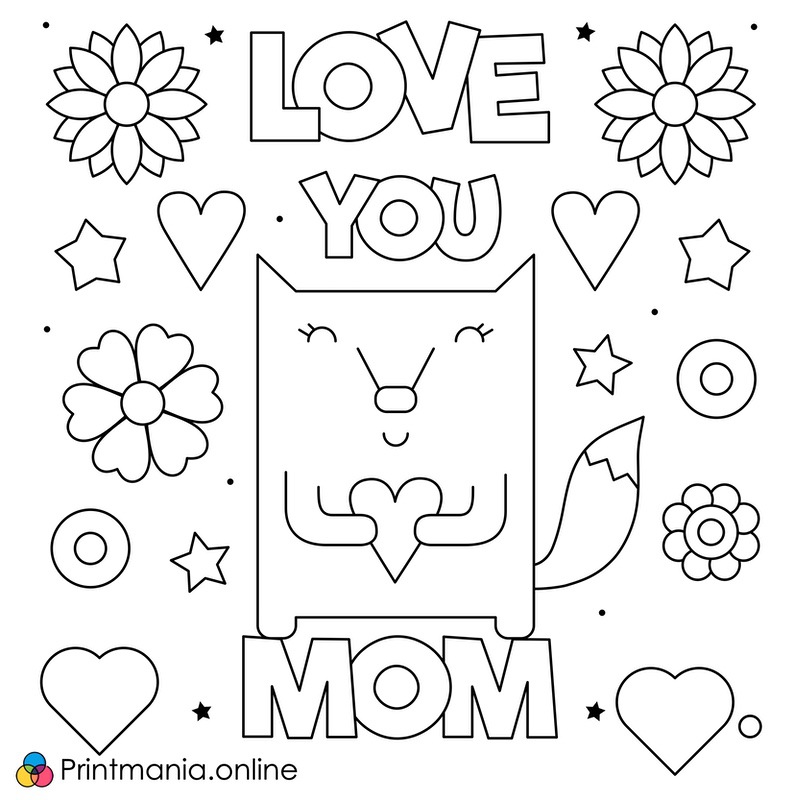Online coloring page: Card for mom
