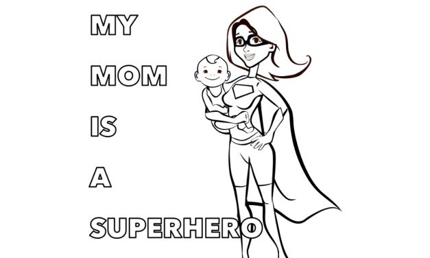 Ausmalbilder online: Superhelden-Mama