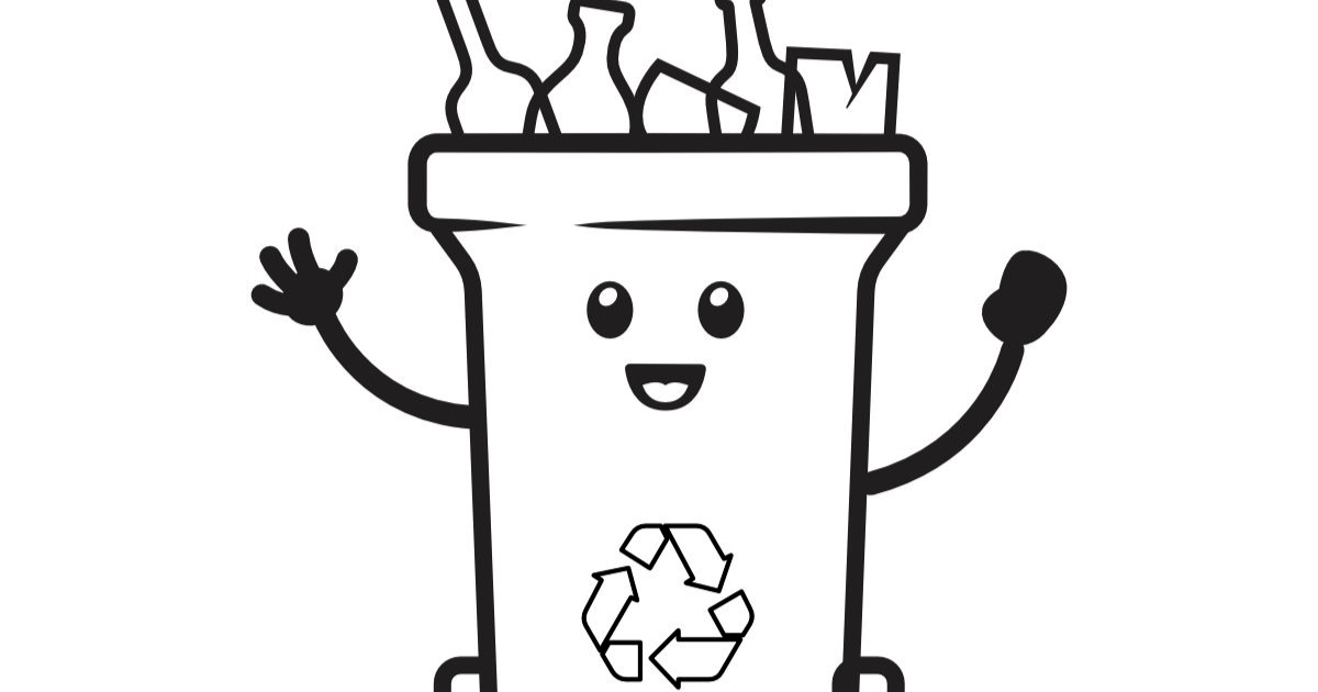 Online coloring page: Trash bin – glass