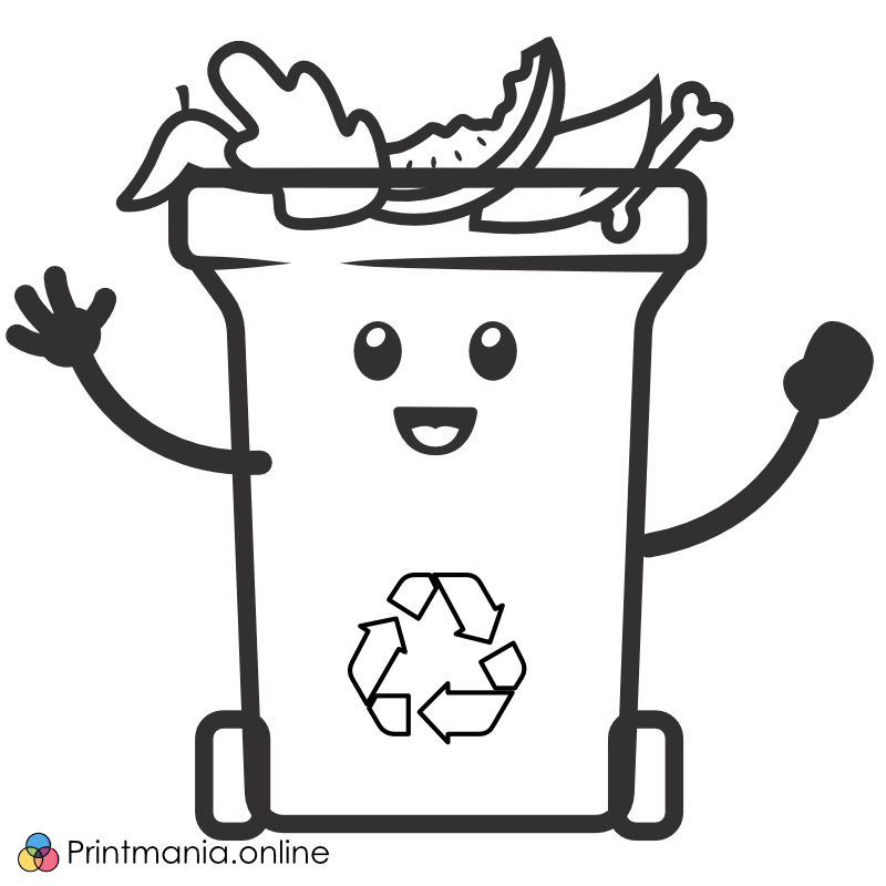 Online coloring page: Waste bin - organic