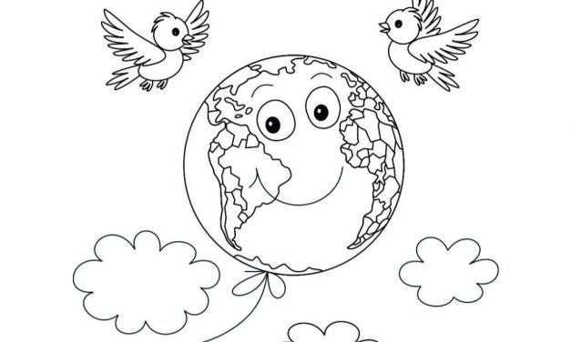 Online coloring page: Smiling Earth