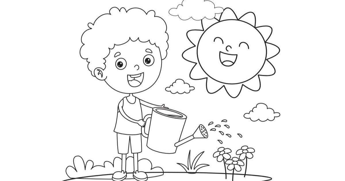 Dibujos para colorear online: El niño se preocupa por la naturaleza